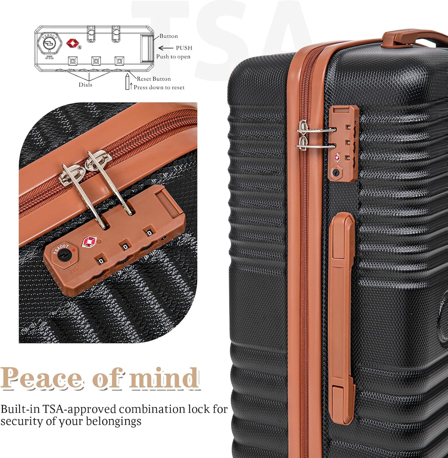 5 Piece Luggage Sets with Spinner Wheels and Tsa Lock, Hardshell ABS Suitcase Set, Lightweight Hardside Waterproof Travel Suitcases for Men Women, 20", 24", 28" Gray