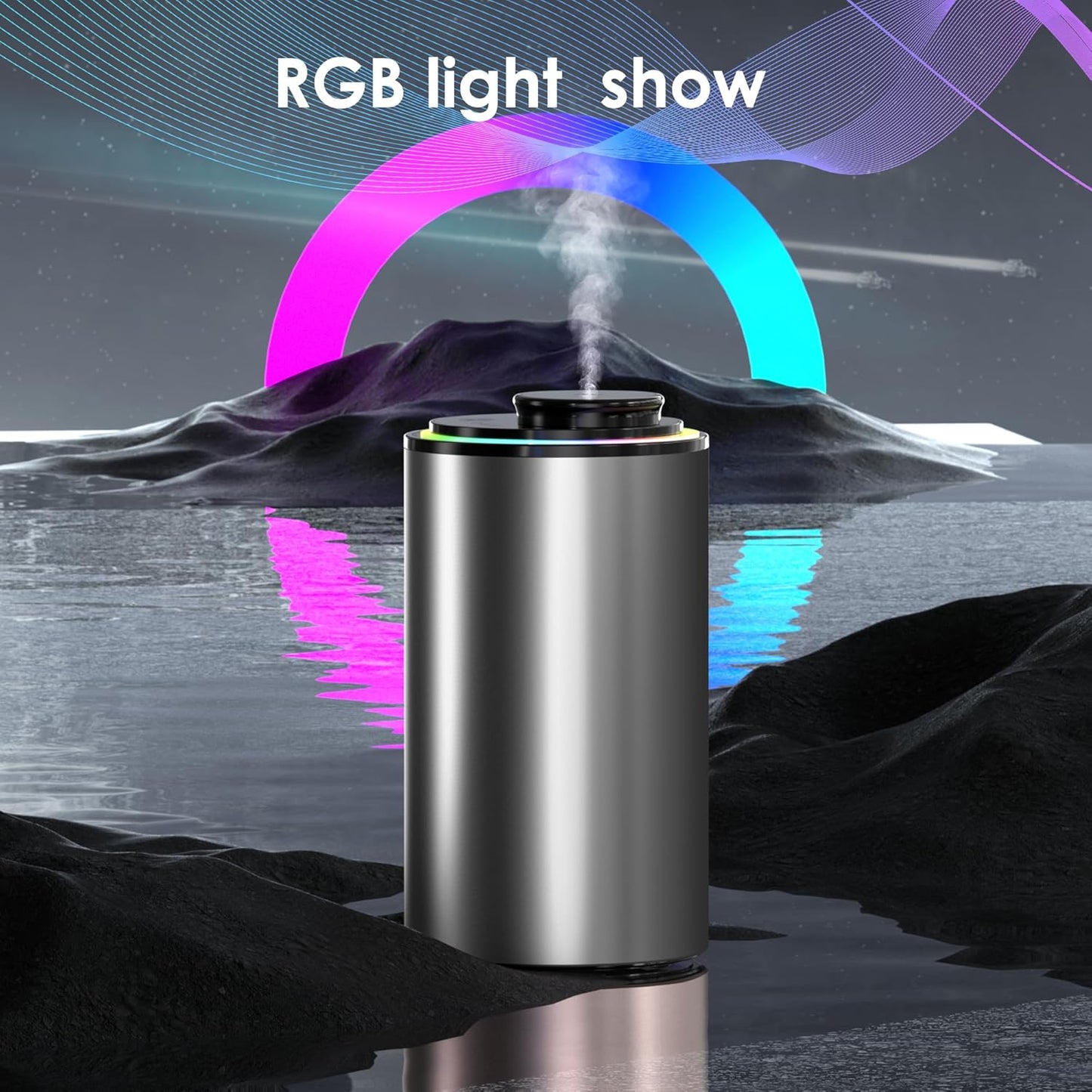 Waterless Essential Oil Diffuser, Portable Aromatherapy Diffuser,3 Countdown Timers & 3 Mist Levels for Home, Room, Car, Office (Grey)