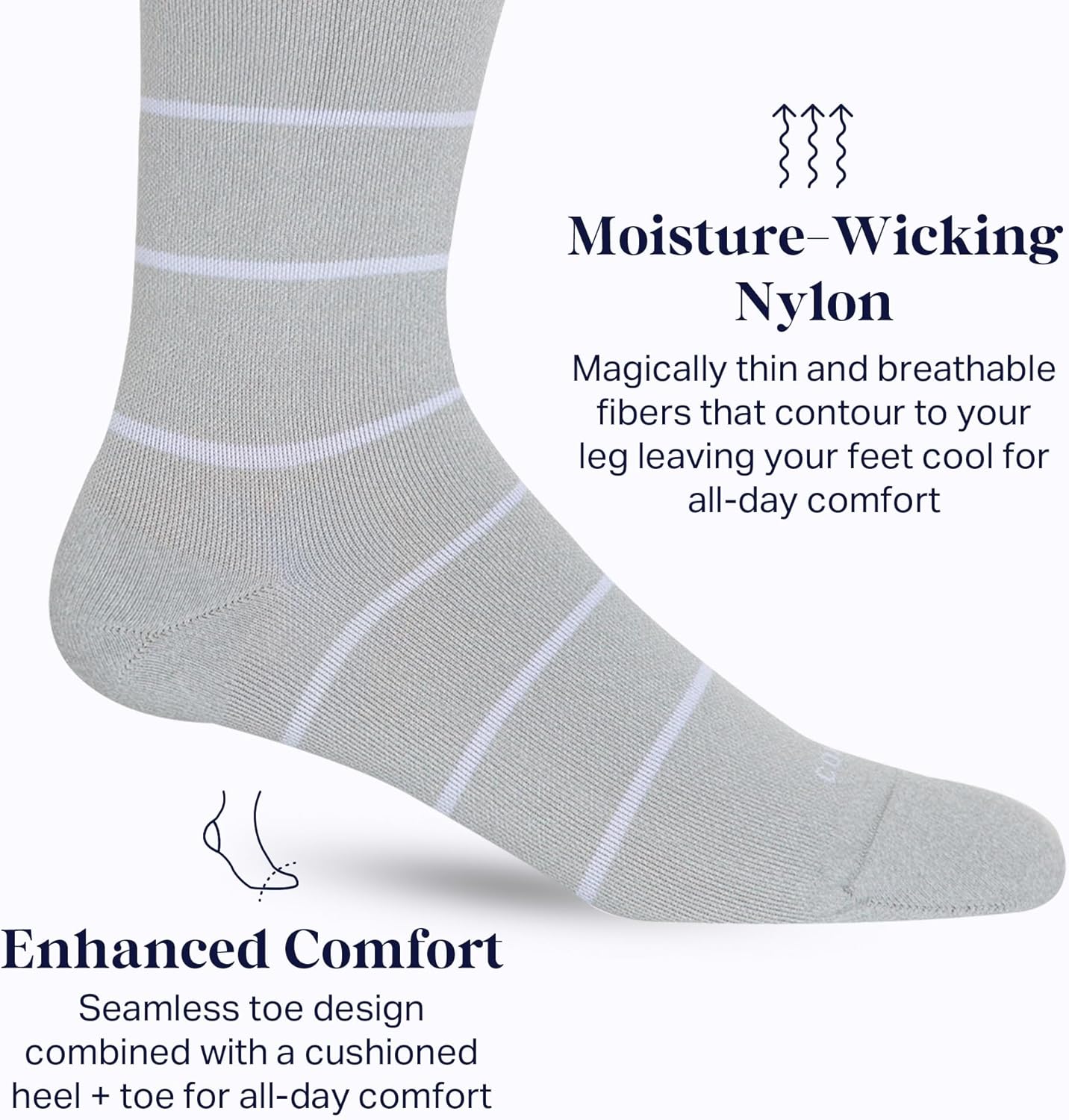 Comrad Nylon Knee High Socks - 15-20mmHg Graduated Compression Socks - Soft & Breathable Support Unisex Socks