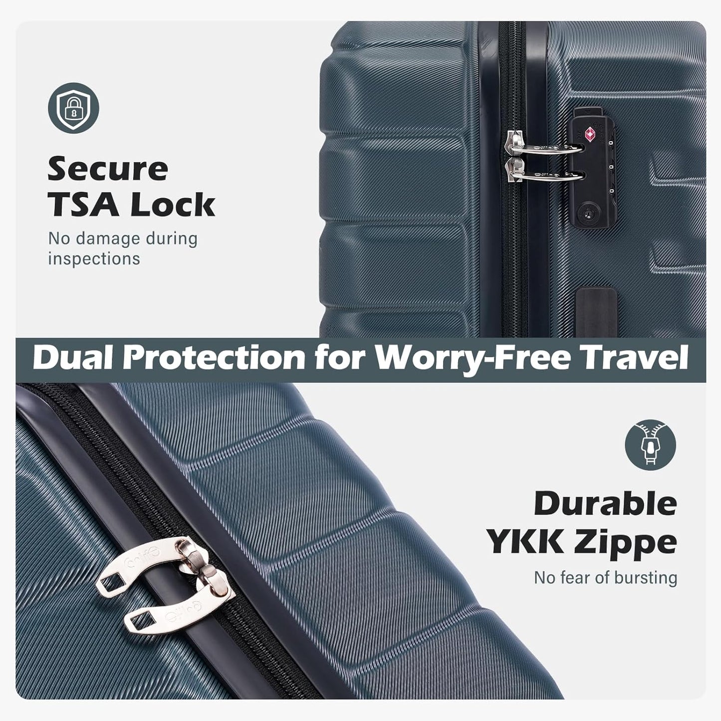 Coolife Carry On Luggage Airline Approved with Wheels Hard Shell Suitcase Spinner TSA Lock Telescopic Handle (20-inch-Teal blue)