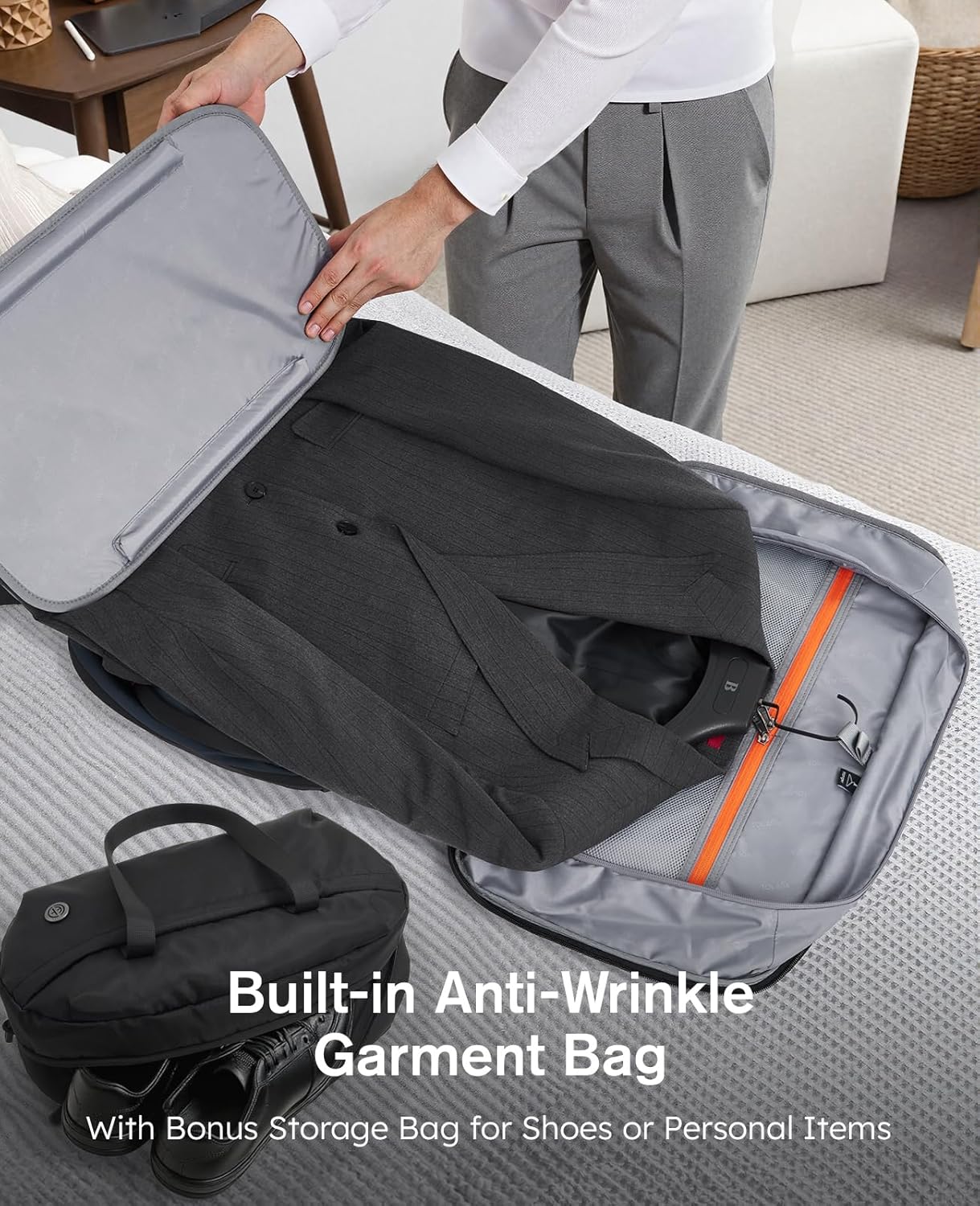 Tolaccea Large Convertible Garment Duffel Bag, Suit Carry On Backpack, TSA Flight Approved for Wrinkle-Free Travel with Dual Laptop Storage for 17.3" and 12.9" & Extra Toiletry Bag, 45-55L Expandable