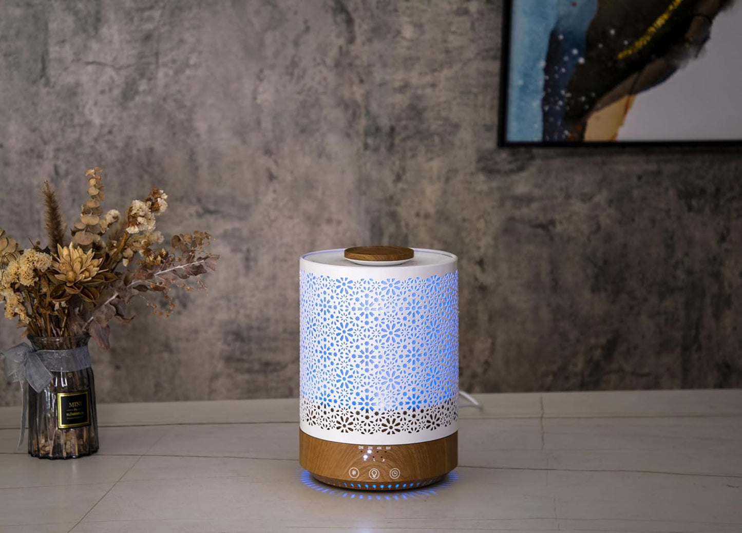 BlueHills 2500 ML Humidifier with Essential Oil Diffuser Combo Aroma Home Décor Design for Large Bed Bath Kids Baby Living Rooms Big Capacity LED Lights Scent Ultrasonic Cool Mist Wood Grain F006
