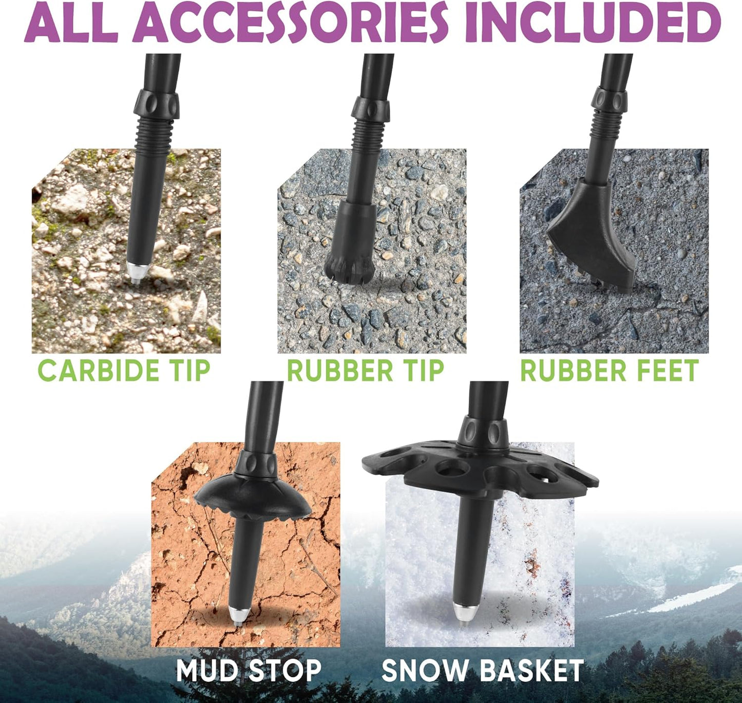 Trekology Trek-Z Collapsible Hiking & Trekking Poles - Balance Support for Seniors, Women, and Men, 2pc Per Set