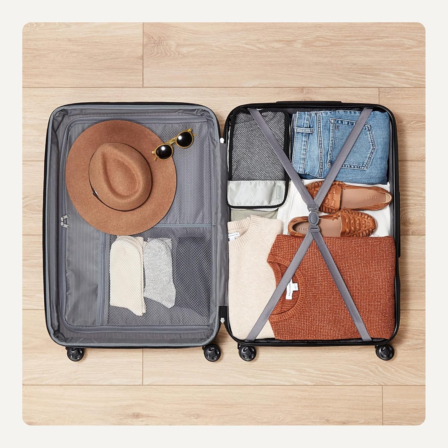 Amazon Basics 30" Hardside Large Checked Luggage, Hardshell Suitcase With Wheels, Expandable For Up to 15% More Space, With Scratch-Resistant Surface, Four Multi-directional Wheels, Orange