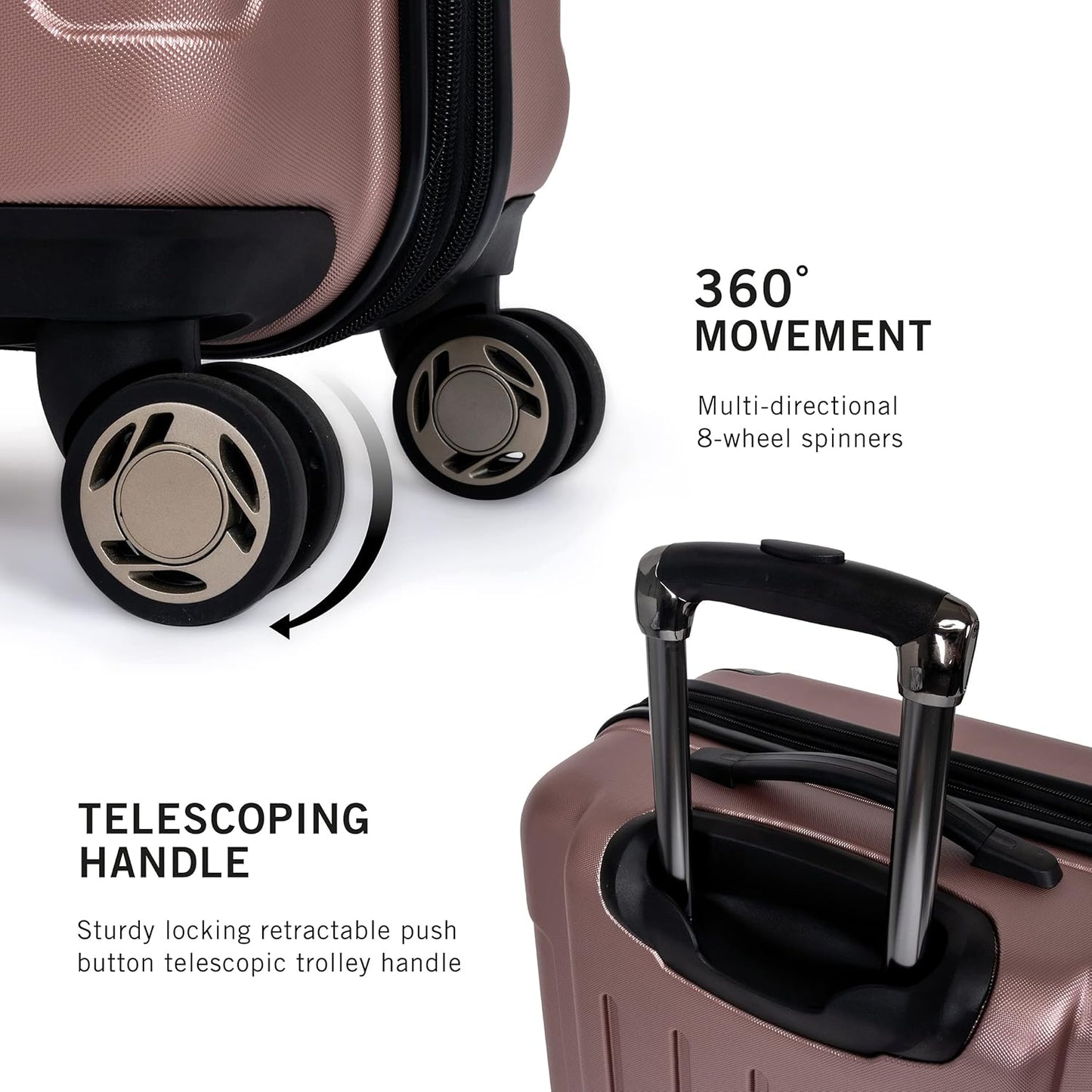 Kenneth Cole REACTION Renegade Luggage Expandable 8-Wheel Spinner Lightweight Hardside Suitcase, Rose Gold, 3-Piece Set (20"/24"/28")
