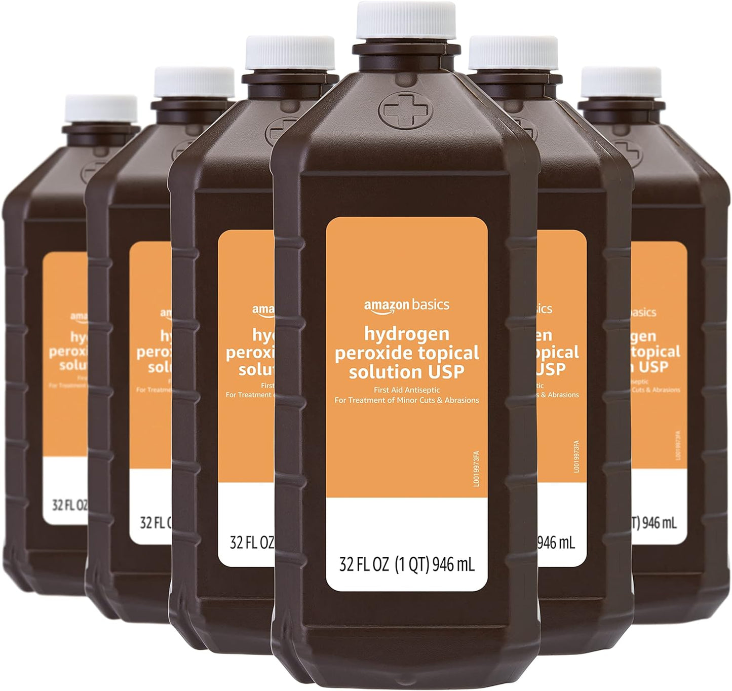 Amazon Basics Hydrogen Peroxide Topical Solution USP, Unflavored, 32 Fl Oz, Pack of 6