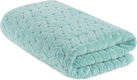 BAGNO MILANO Turkish Bath Towels, Soft Plush Jacquard Luxury Bath Towels, Quick Dry Towel Set (Aqua Green, Bath Sheet)