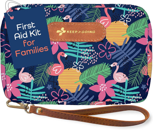 KeepGoing Travel First Aid Kit for Kids – 130 Pc. for Car, Home, Purse, Diaper Bag & Backpack with Latex-Free Bandages - Mini First Aid Kit Travel Size TSA-Approved