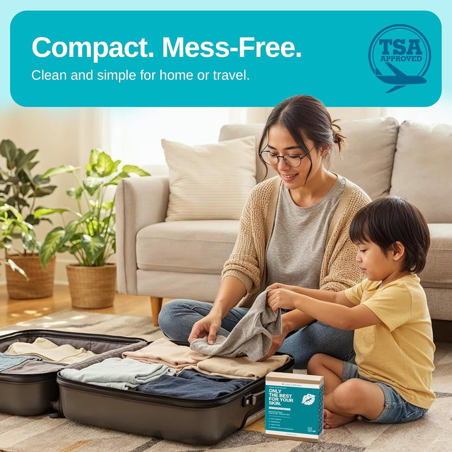 Laundry Detergent Sheets - Hypoallergenic, Plant-Based with Coconut Oil & Soapberry Extract - Unscented, Safe for Colors & Whites, 50-Pack