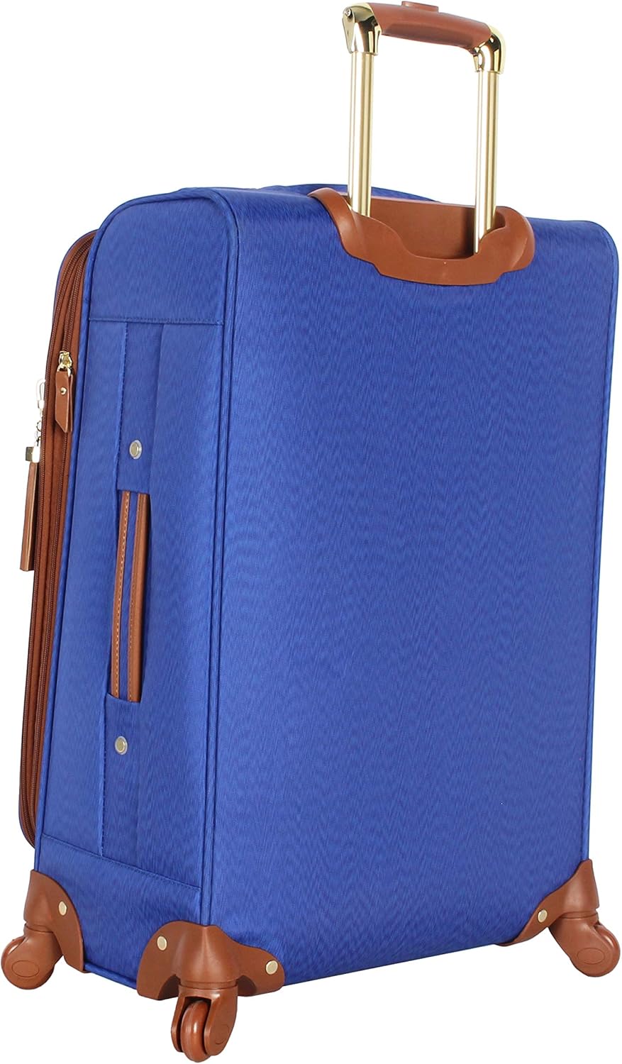 Steve Madden Designer Luggage Collection - Expandable 24 Inch Softside Bag - Durable Mid-sized Lightweight Checked Suitcase with 4-Rolling Spinner Wheels (Global Blue)