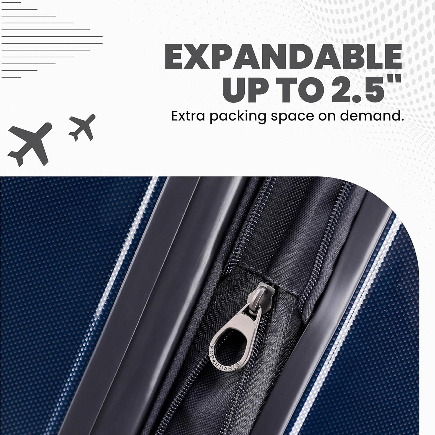 Spyder Rails 3 Piece Luggage Set with 360° Spinner Wheels, TSA Approved Lock, (20 Inch, 25 Inch, 29 Inch), Navy