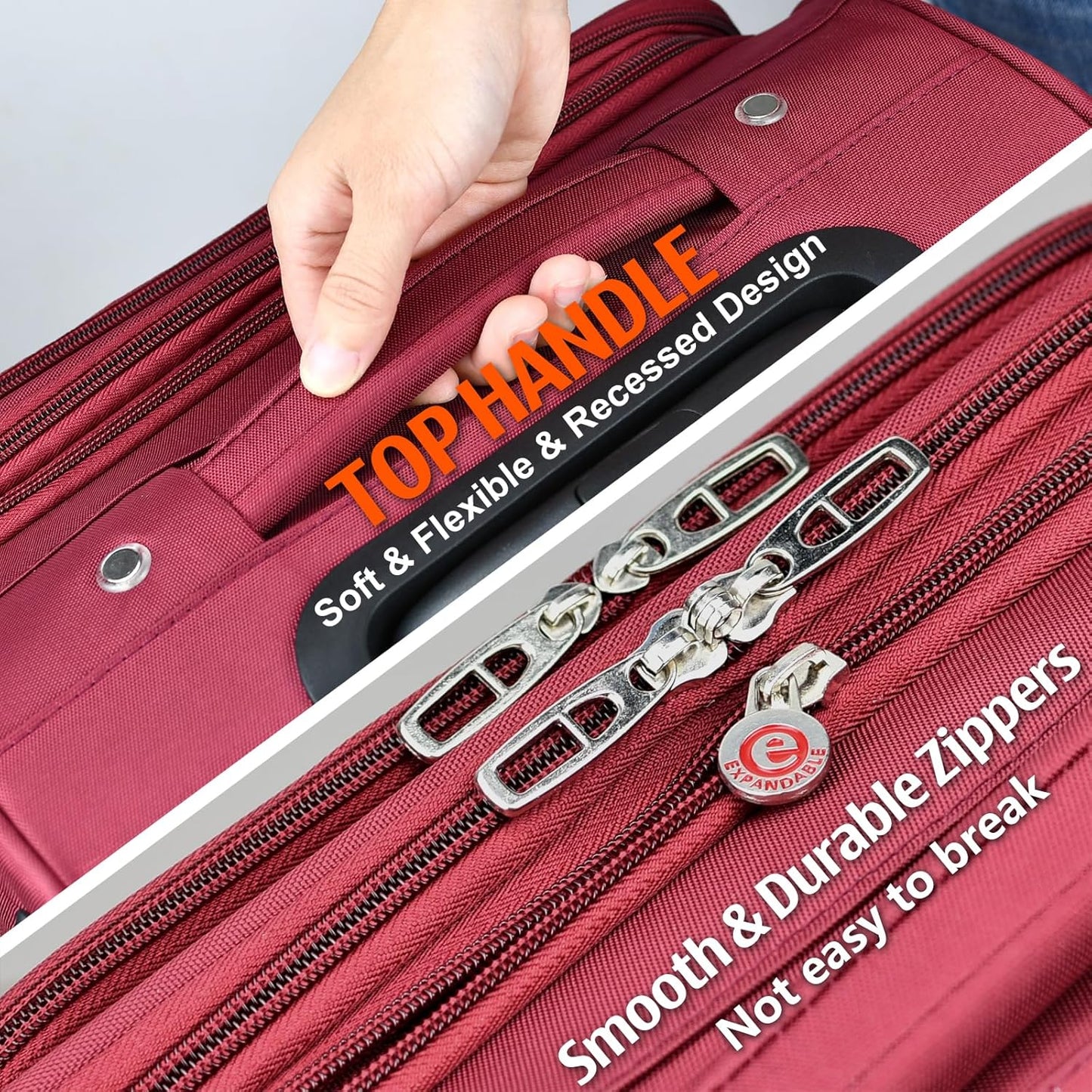 Verdi Softside Expandable Carry-On Luggage with Spinner Wheel USB Port Lightweight (Burgundy, 20-Inch Carry-On)