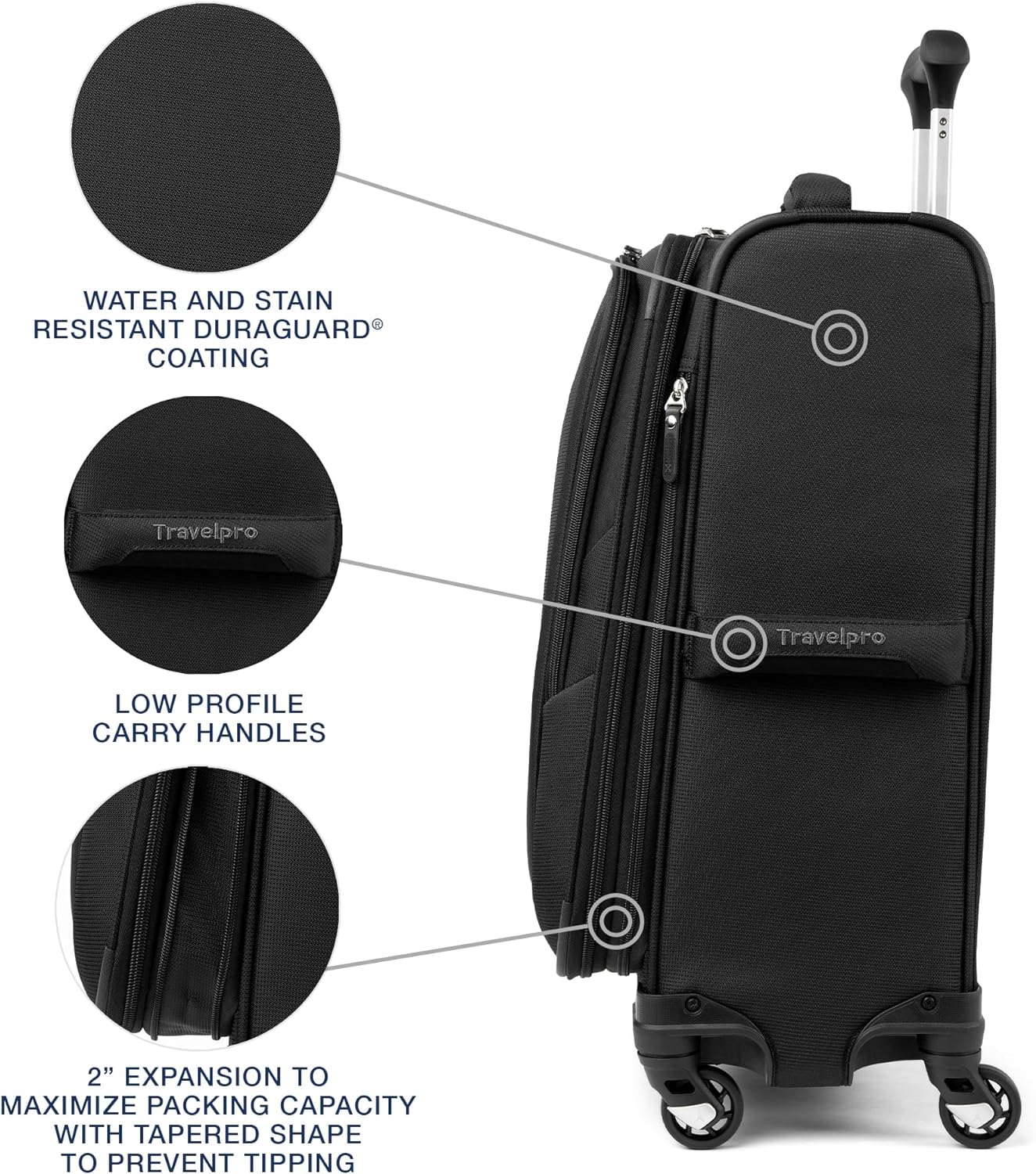 Travelpro Maxlite 5 Softside Expandable Luggage with 4 Spinner Wheels, Lightweight Suitcase, Men and Women, International, Black, Carry-on 21-Inch