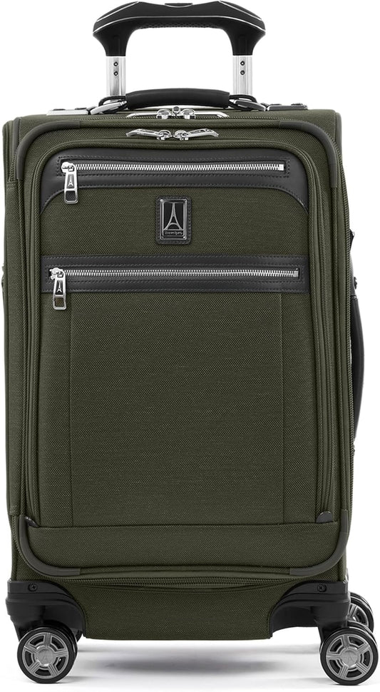 Travelpro Platinum Elite Softside Expandable Carry on Luggage, 8 Wheel Spinner Suitcase, USB Port, Suiter, Men and Women, Pilot Green, Carry On 21-Inch