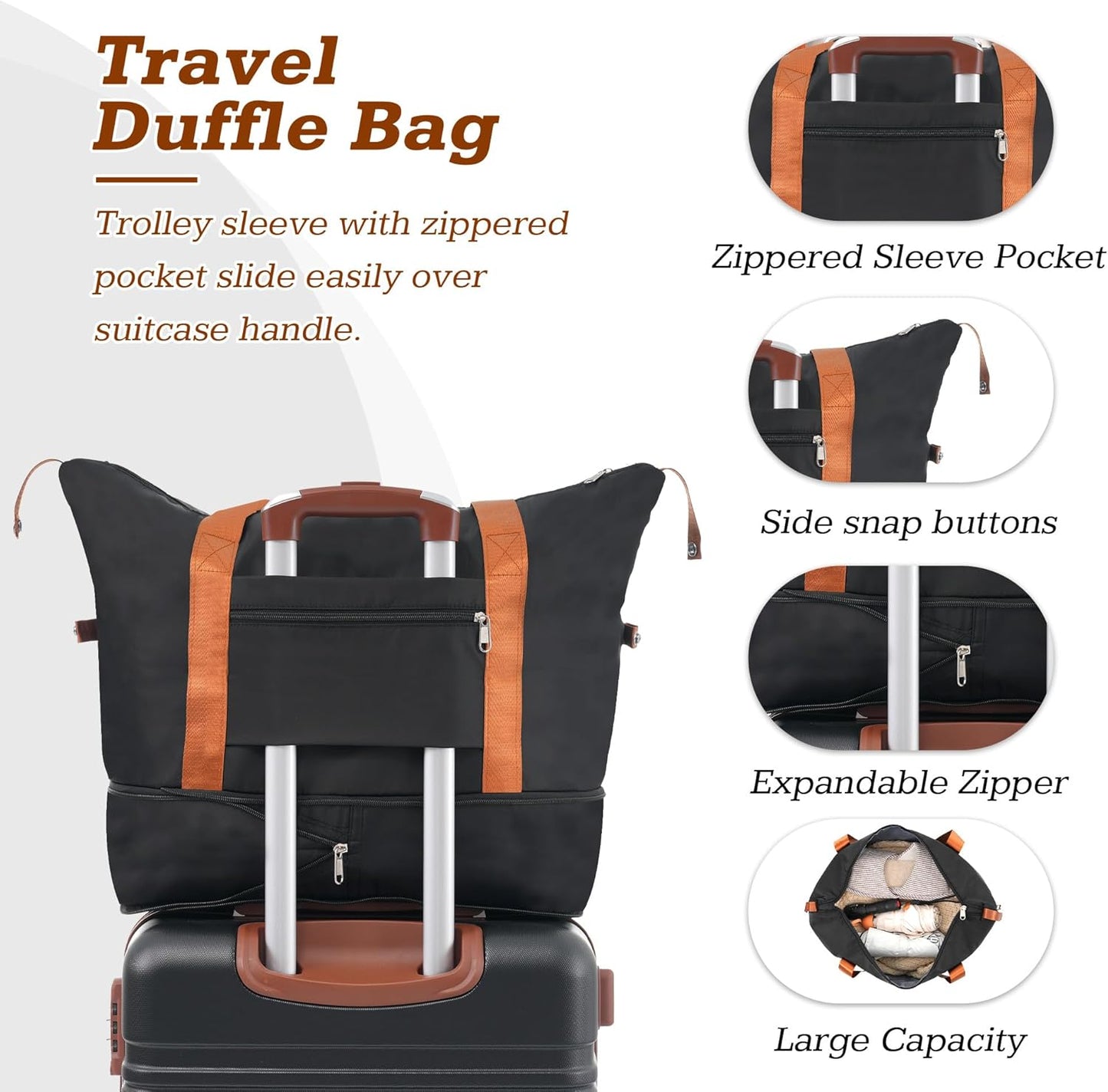 Merax Suitcase Set 28 inches Expandable Luggage with TSA Lock Spinner Wheels Hardshell Lightweight Vintage Luggage with Travel Bag,Black