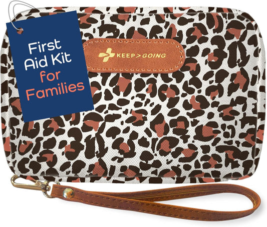 Keep Going Travel First Aid Kit for Kids – 130 Pc.for Purse, Diaper Bag, Backpack, & Suitcase, with Latex-Free Bandages – 7 x 5 x 2 in. Travel First Aid Kit TSA-Approved