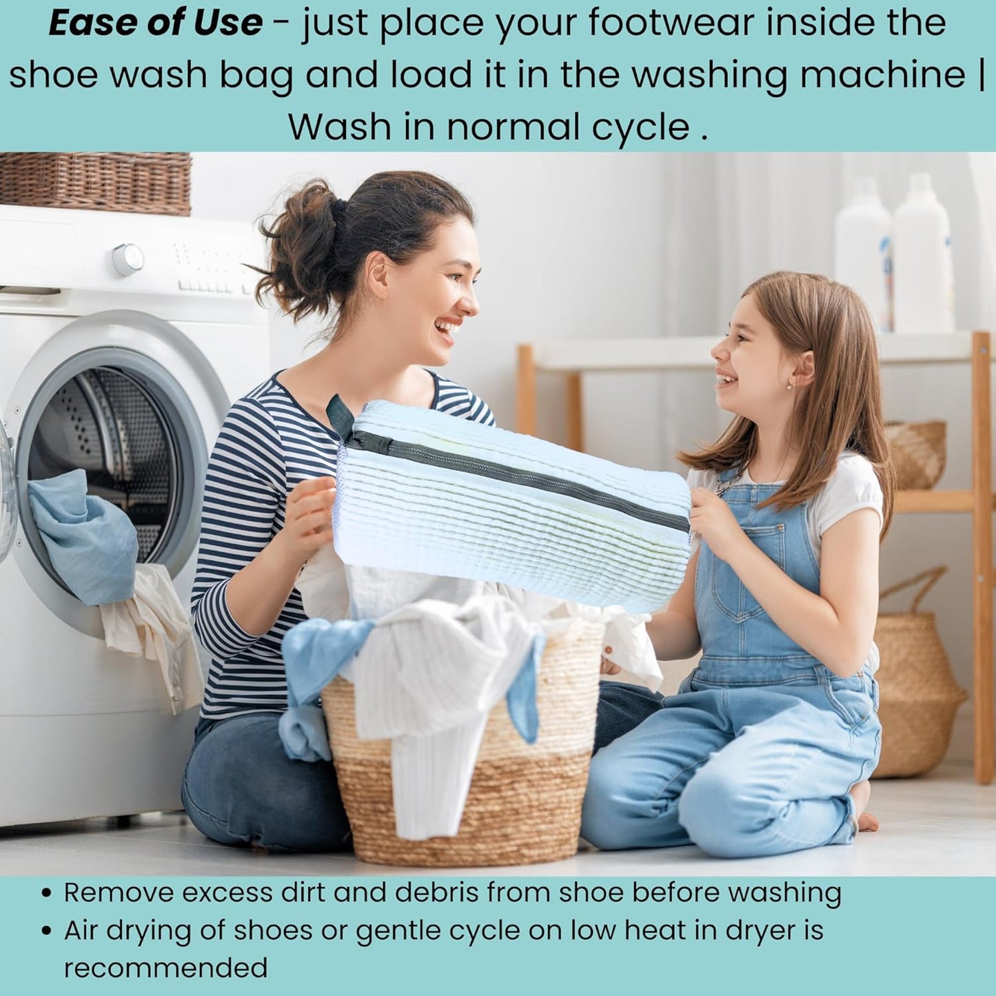 Shoe washing machine bag (2 Pcs, white color) + 2 pairs adjustable shoe tree (help keep maintain shoe structure) | laundry bags | Premium quality material | Reusable | Large size