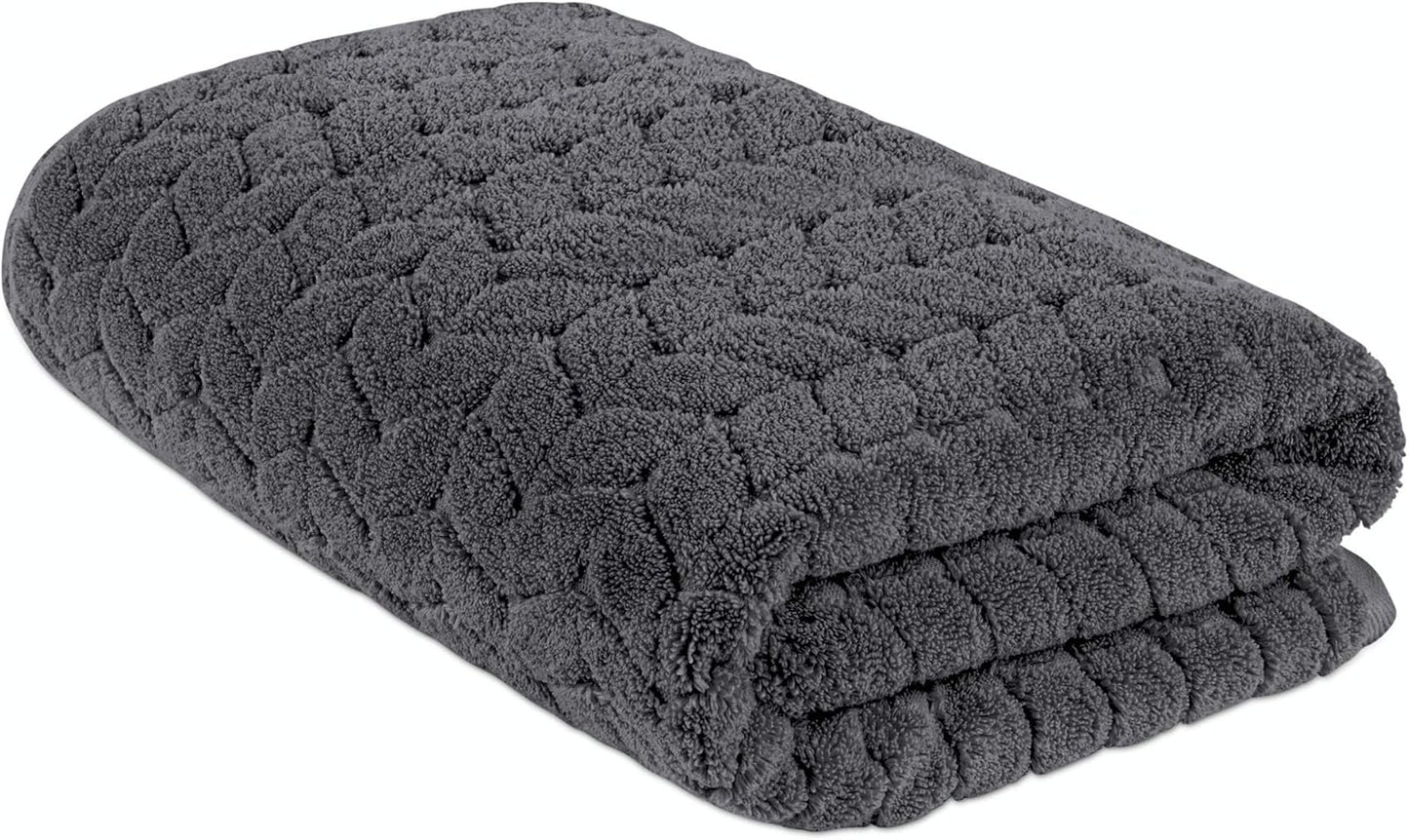 BAGNO MILANO Turkish Bath Towels, Soft Plush Jacquard Luxury Bath Towels, Quick Dry Towel Set (Grey, Bath Sheet)