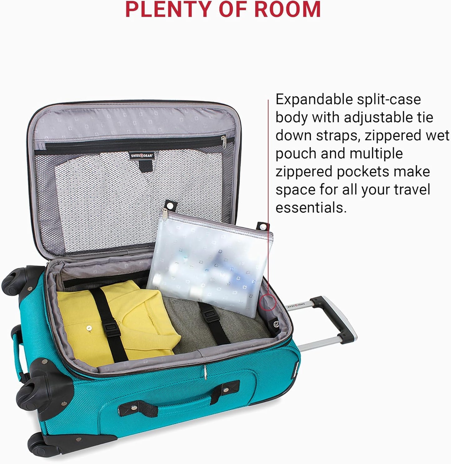 SwissGear Sion Softside Expandable Luggage, Teal, Carry-On 21-Inch