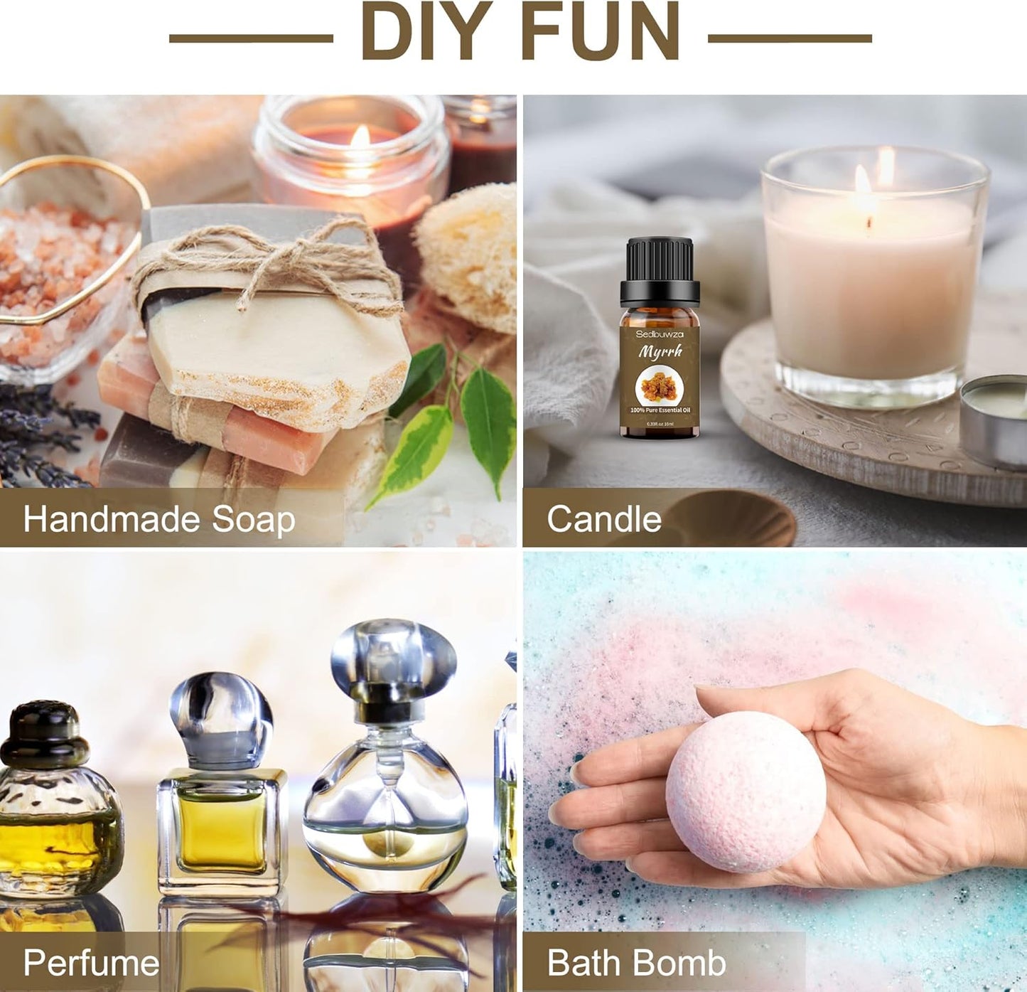 Sedbuwza Myrrh Frankincense Essential Oil Set, Myrrh Fragrance Oil Frankincense Scent Oil Set for Diffuser, Aromatherapy, Massage, Soap, Candle Making 2 x 10 ml