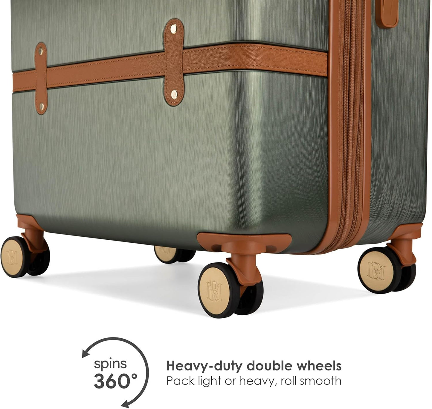 Badgley Mischka Grace 3 Piece Polycarbonate-ABS Expandable Retro Luggage Set (Olive Green)