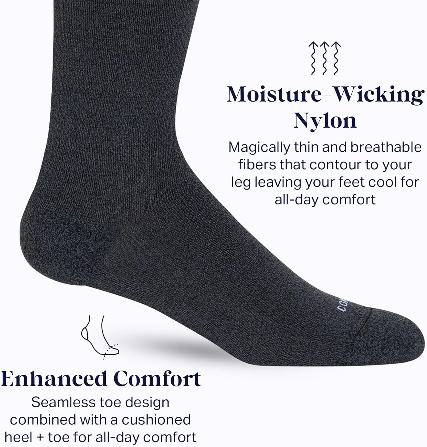 Comrad Nylon Knee High Socks - 15-20mmHg Graduated Compression Socks - Soft & Breathable Support Unisex Socks
