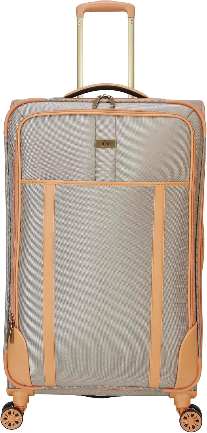 Dockers Seahorse Softside Expandable 8-Wheel Spinner Travel Carry On Luggage, New British Khaki, 28-Inch Checked