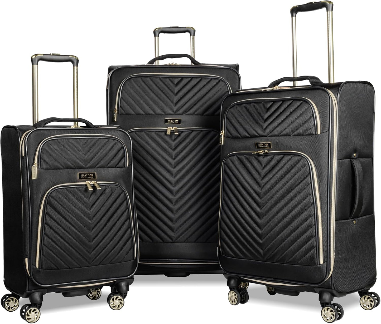 Kenneth Cole REACTION Chelsea Chevron Quilted Luggage, Black, 3-Piece Set (20"/24"/28")