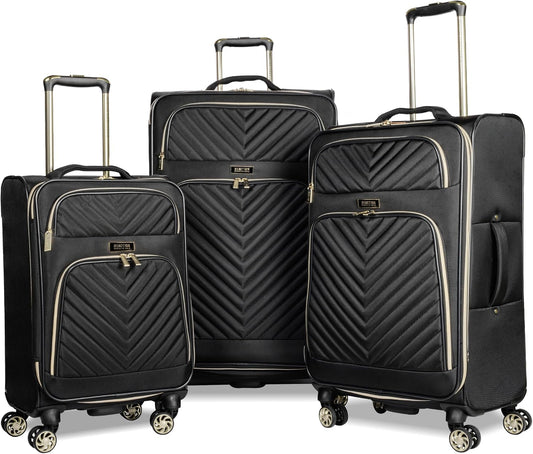 Kenneth Cole REACTION Chelsea Chevron Quilted Luggage, Black, 3-Piece Set (20"/24"/28")