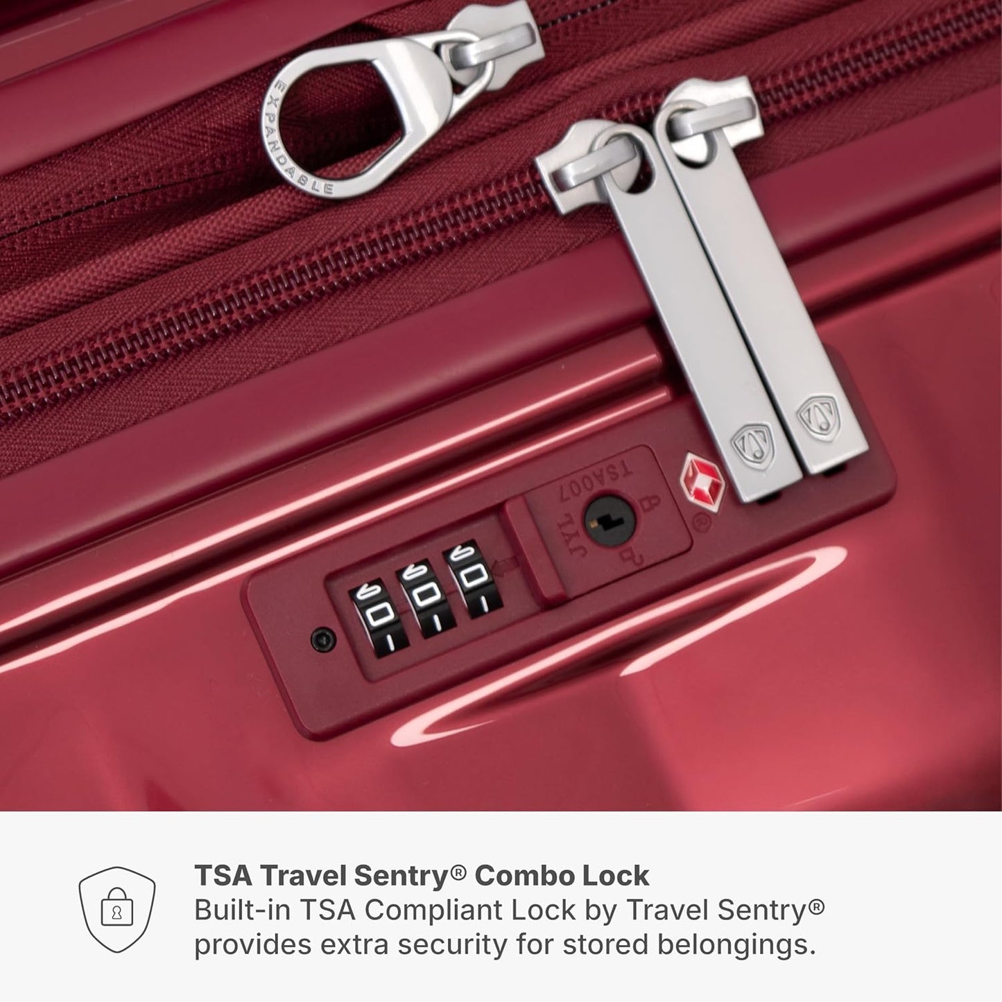 Traveler's Choice Edinburgh II Hardside Spinner Luggage with TSA Lock, Red, 21" Carry-on