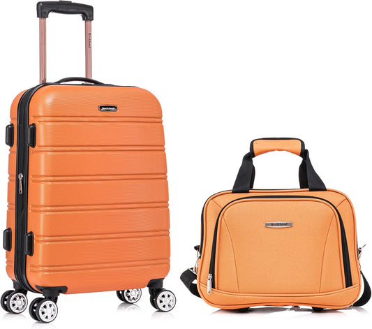 Rockland Melbourne Hardside Expandable Spinner Wheel Luggage Set, Orange, Carry-On 20-Inch and Tote 14-Inch