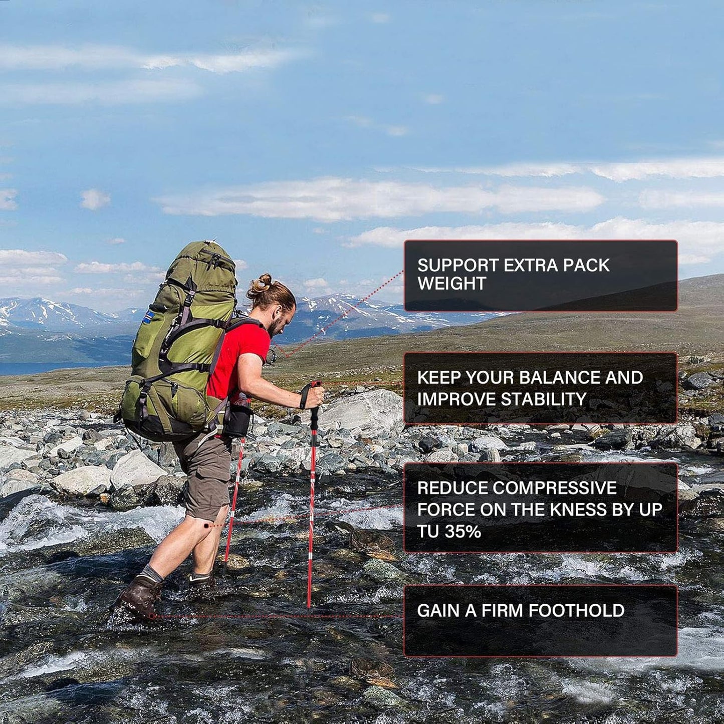 BISINNA Collapsible Trekking Hiking Poles- 2 Pack Folding Aluminum Walking Sticks with Quick Lock System 4 Season Accessories,Telescopic, Adjustable, Lightweight for Men Women