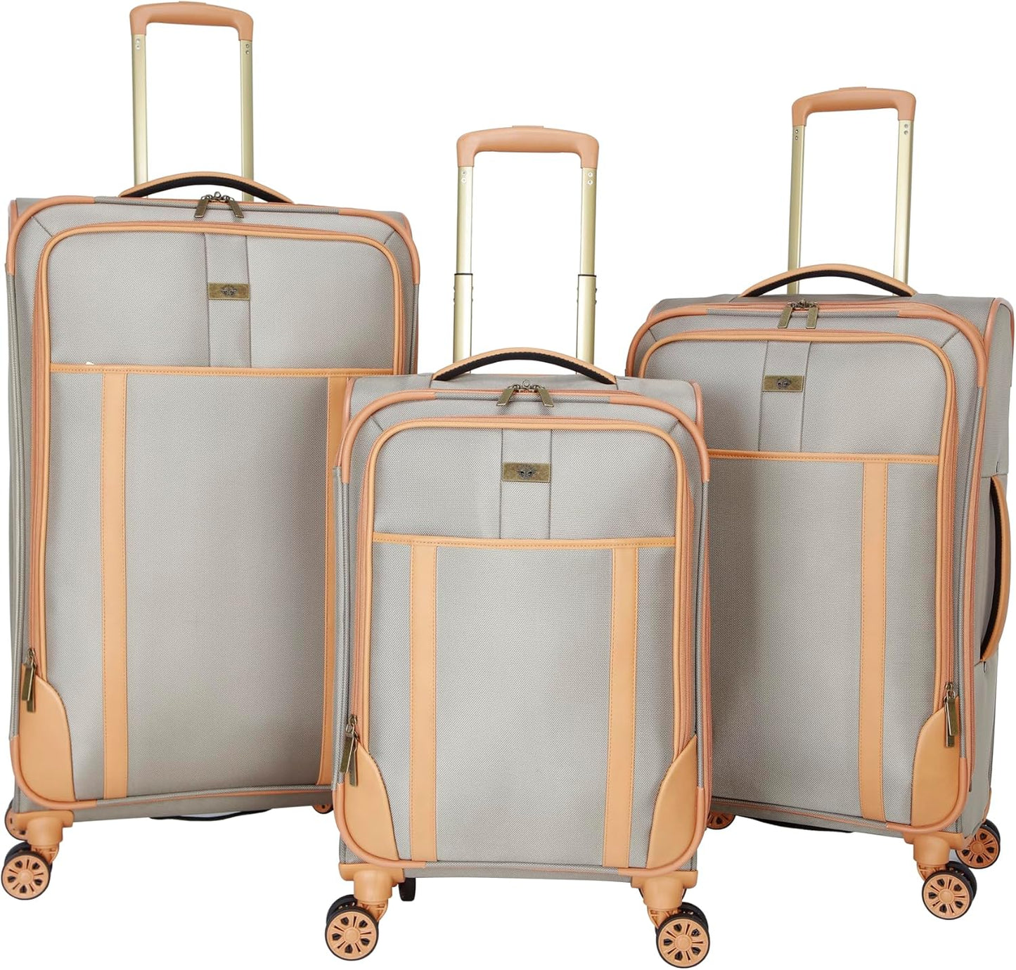 Dockers Seahorse Softside Expandable 8-Wheel Spinner Travel Checked Luggage, 3-Piece Set, New British Khaki