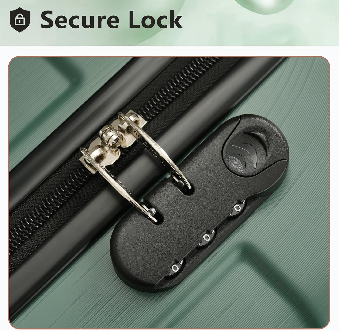 Merax Luggage Sets 3-Piece Hardshell with Spinner Wheels Lightweight Suitcase with Corner Guards (Green, 20/24/28)