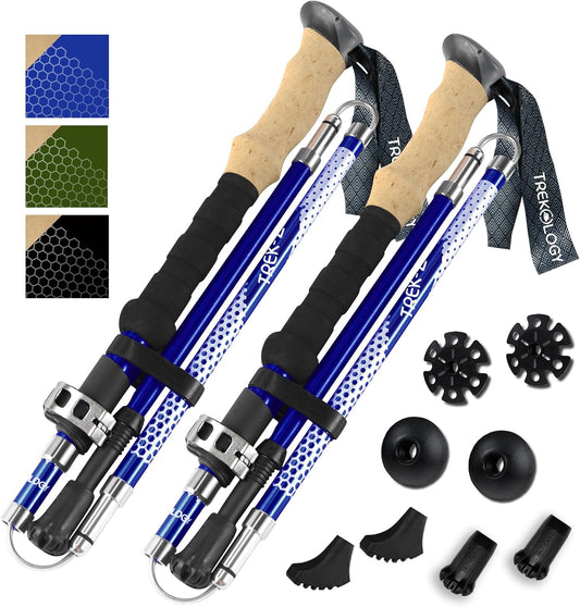 Trekology Trek-Z Collapsible Hiking & Trekking Poles - Balance Support for Seniors, Women, and Men, 2pc Per Set