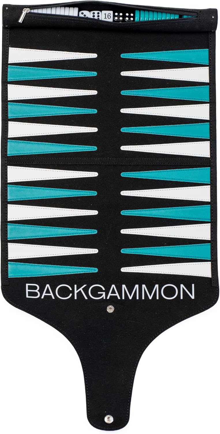 Travel Backgammon Game | Lightweight Roll-up Backgammon Set | Travel Backgammon Sets for Adults | Portable Travel-Size Strategy Board Game for Camping, Backpacking or Beach