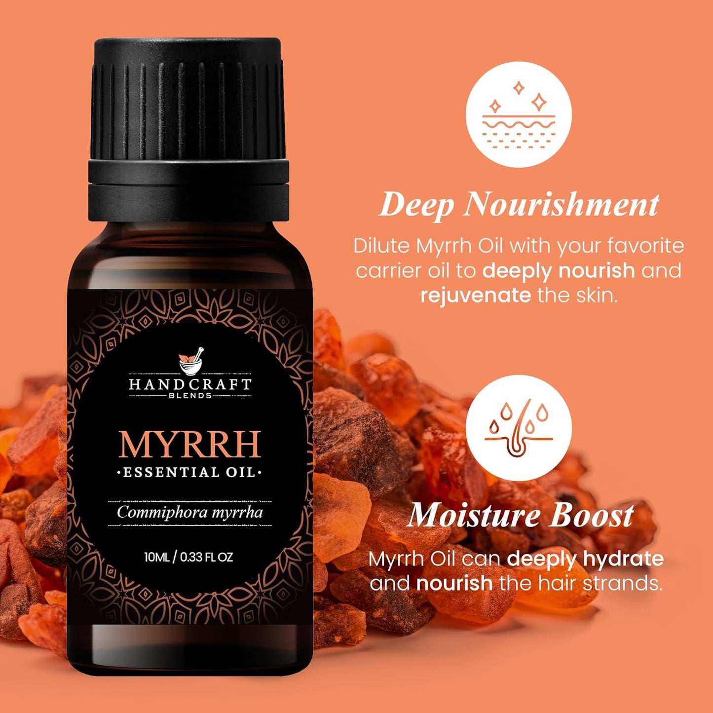 Handcraft Blends Myrrh Essential Oil – 0.33 Fl Oz – 100% Pure and Natural – Premium Grade Essential Oil for Diffuser and Aromatherapy, Skin, Massage, Candle and Soap Making Fragrance