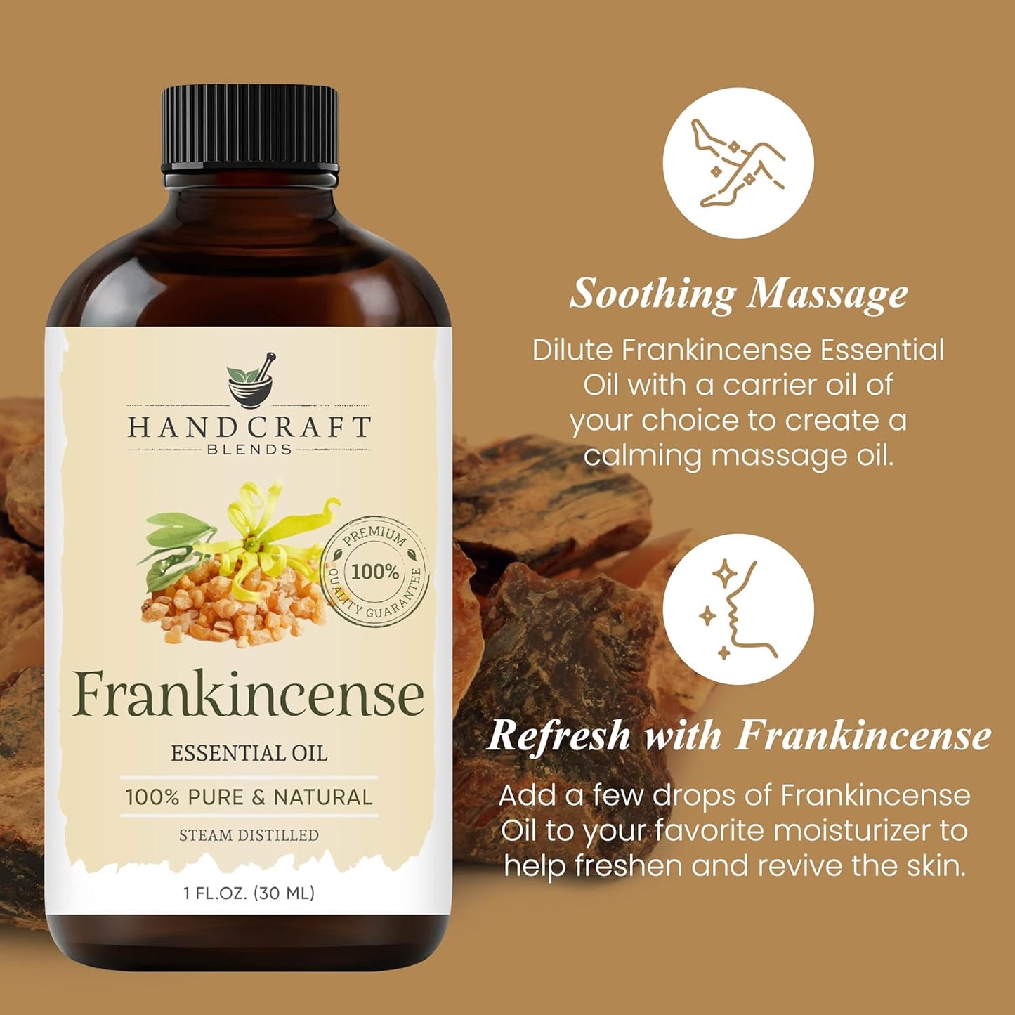 Handcraft Blends Frankincense Essential Oil – 1 Fl Oz – 100% Pure and Natural – Premium Grade Essential Oil for Diffuser and Aromatherapy, Skin, Massage, Candle and Soap Making Fragrance