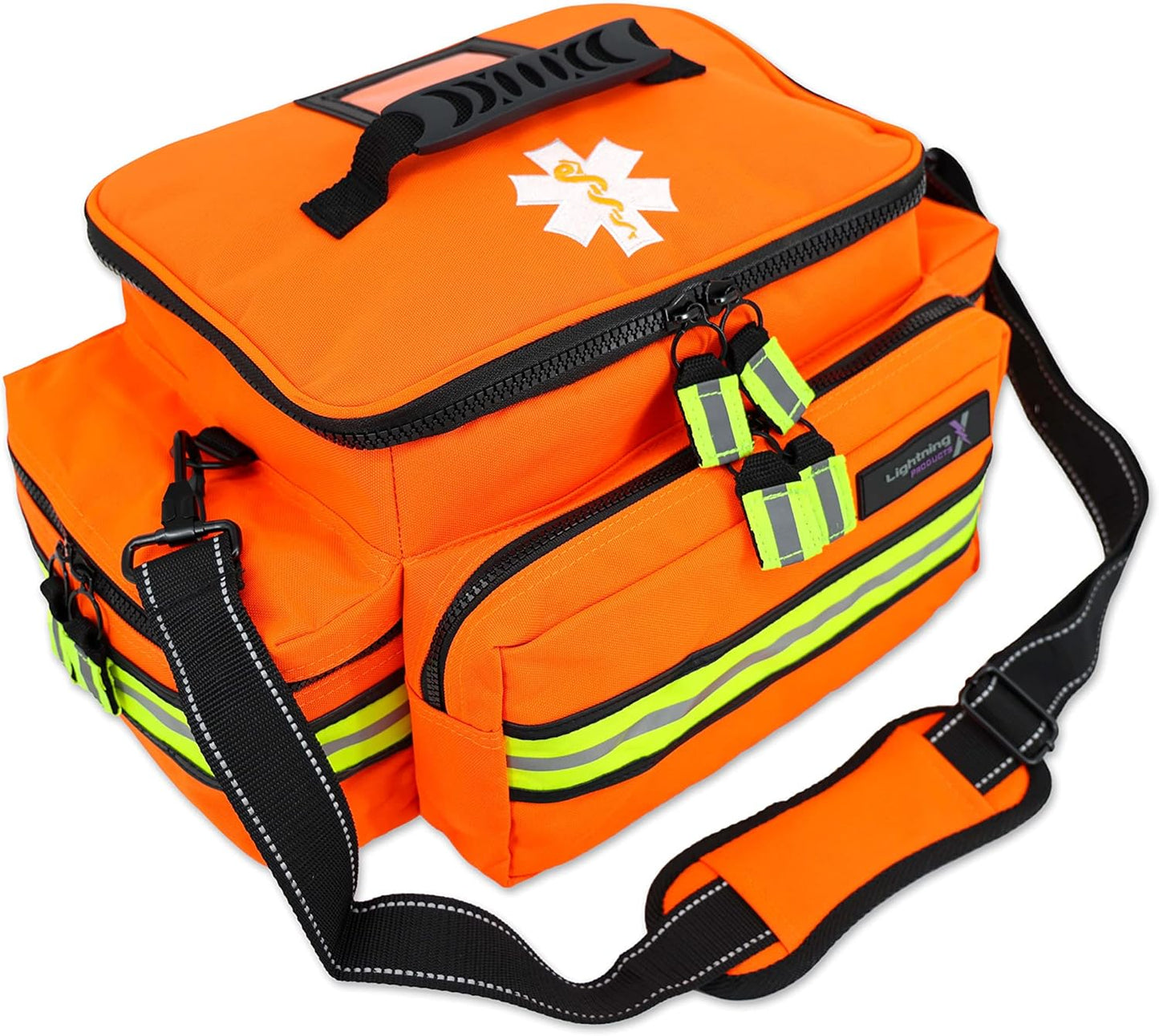 Lightning X Products Lightning X Mid-Sized First Responder EMT Bag | LXMB25 Fully Stocked Aid Kit w/ 200+ BLS Supplies - Orange