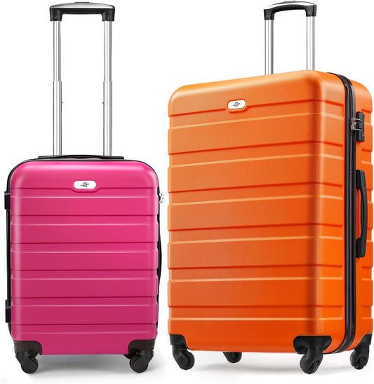 Suitour Luggage set 2 piece,Hardside Lightweight Suitcase Set with Spinner Wheels TSA Lock, 20 28 inch Travel Suitcase