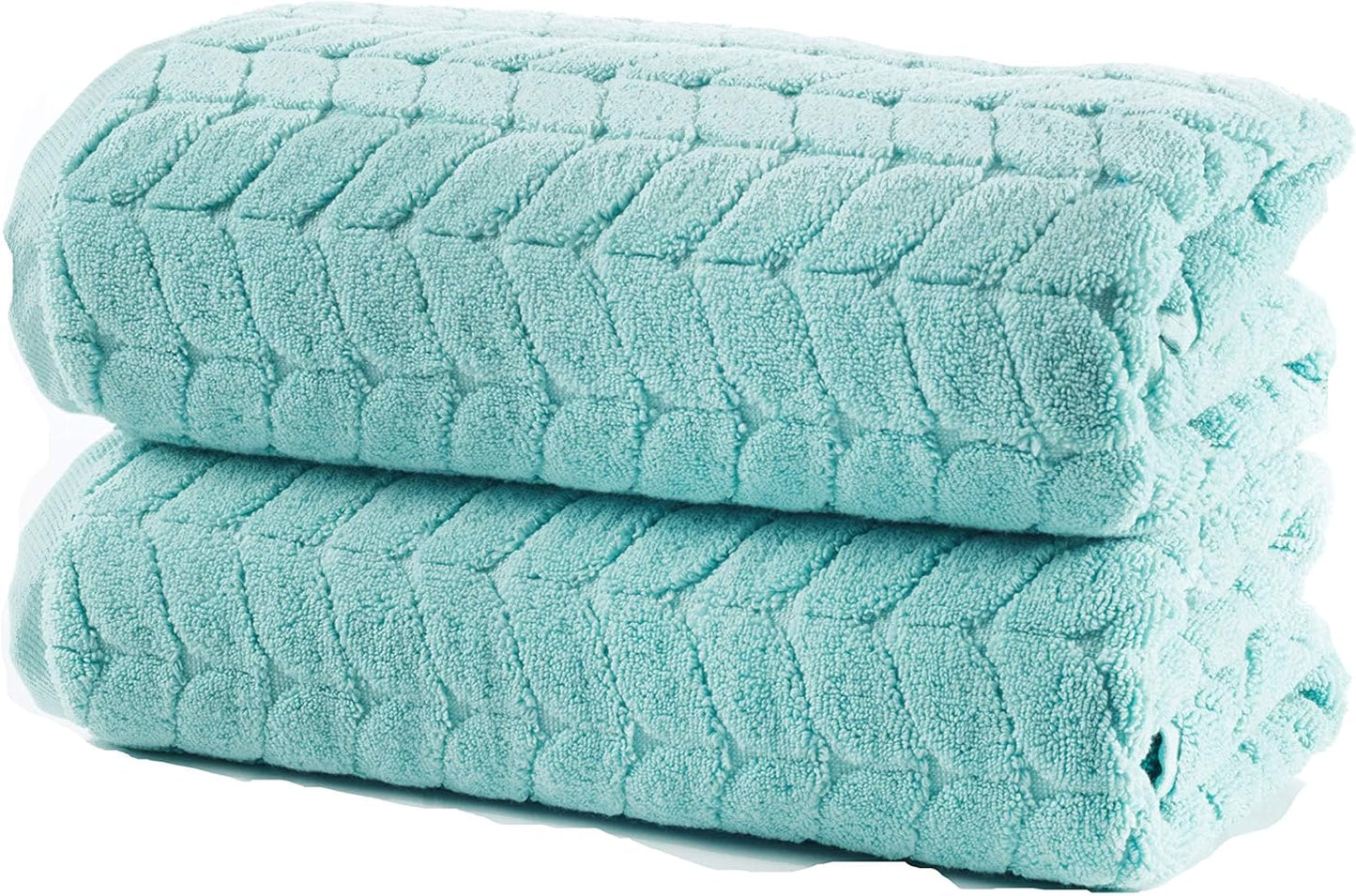 BAGNO MILANO Turkish Bath Towels, Soft Plush Jacquard Luxury Bath Towels, Quick Dry Towel Set (Aqua Green, 2 pcs Bath Towel Set)