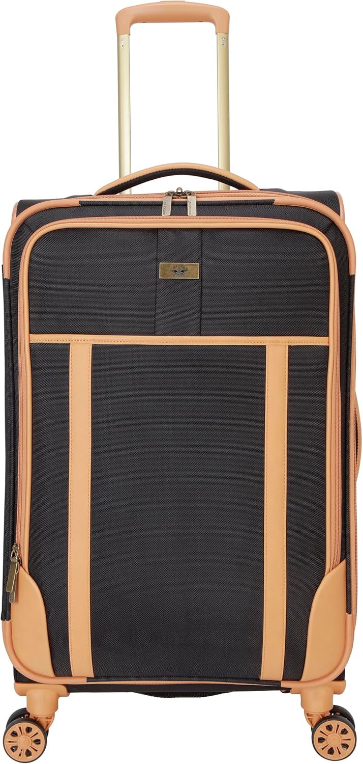 Dockers Seahorse Softside Expandable 8-Wheel Spinner Travel Checked Luggage, 24-Inch, Black