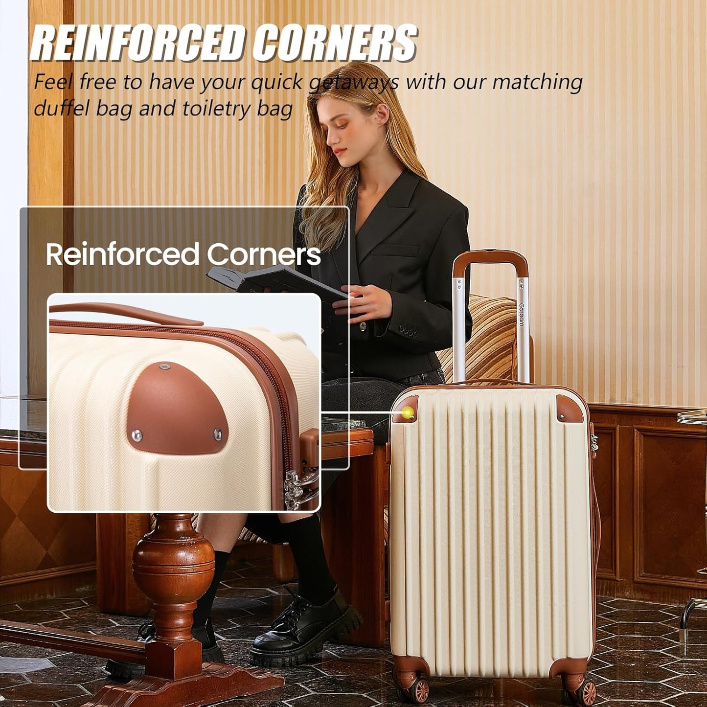 Carry On Luggage Sets 3 Piece, 20 Inch Luggage 22x14x9 Airline Approved with Wheels and TSA Lock, ABS Lightweight Hardshell Travel Suitcase Set with Duffel Bag Travel Bag for Men Women