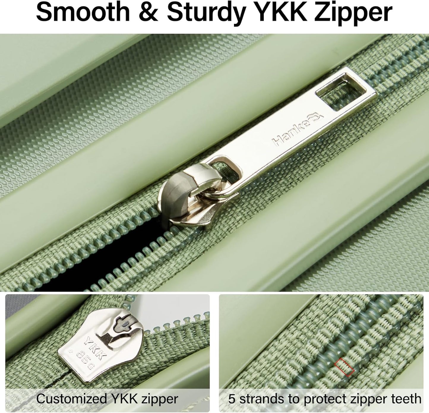 Hanke 24 Inch Checked Luggage with Spinner Wheels Hard Shell Suitcases Lightweight Travel TSA Luggage for Women Men Medium Suitcase(Bamboo Green)