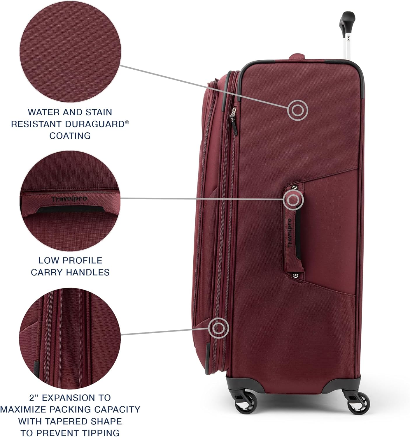 Travelpro Maxlite 5 Softside Expandable Luggage with 4 Spinner Wheels, Lightweight Suitcase, Men and Women, Burgundy, Checked-Large 29-Inch
