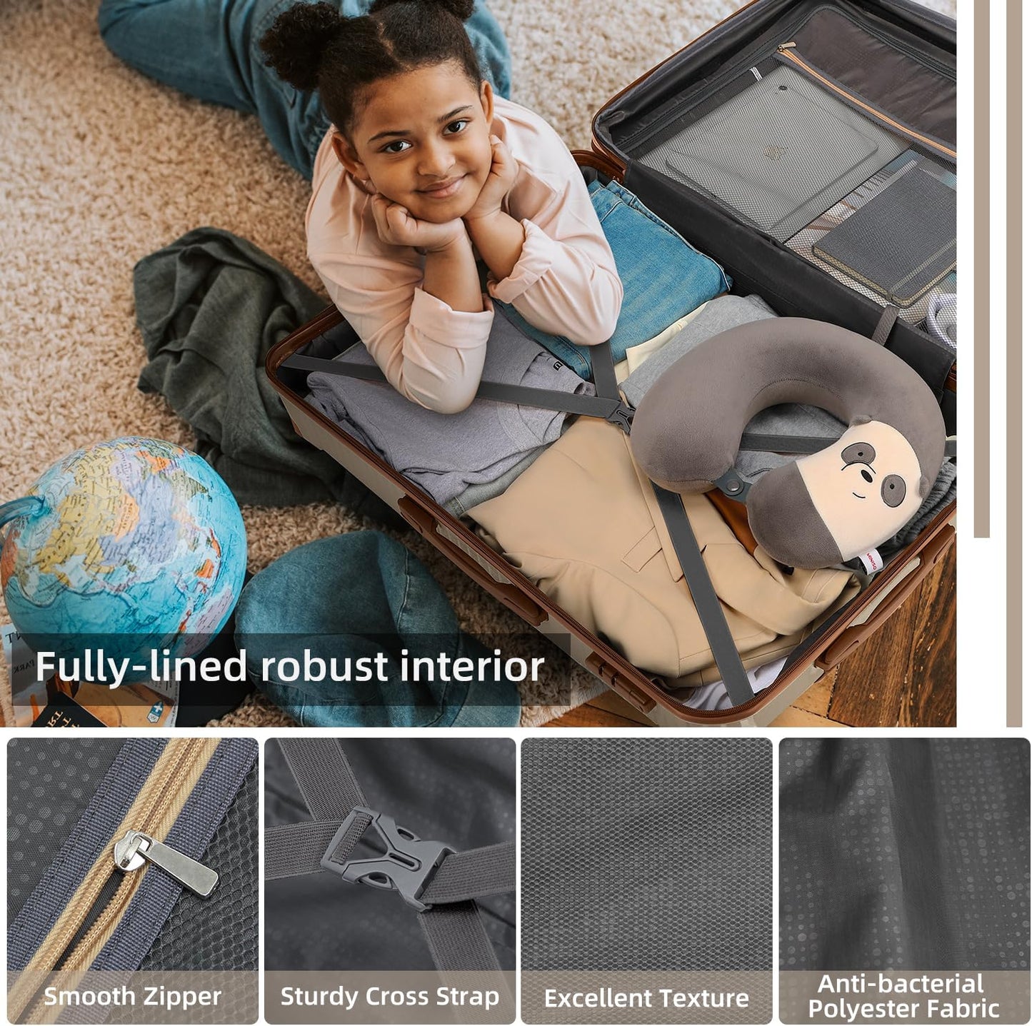 LEAVES KING Luggage Sets 5 Piece, Expandable(Only 24"&28") PP Suitcase with Spinner Wheels, Durable Luggage Sets Clearance Carry On Luggage Suitcase Set For Women Men, Cream111