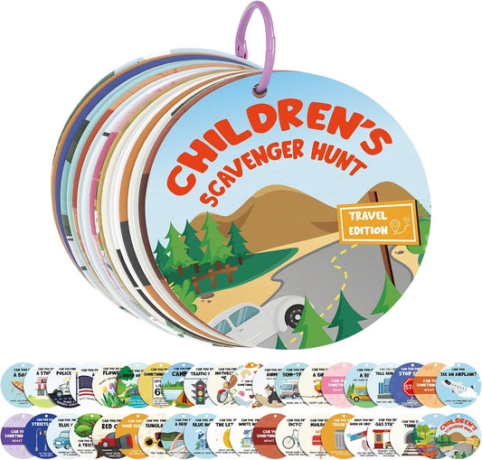 Colarr Children's Scavenger Hunt Set Include 20 Road Trip Cards Toddler Car Activities Road Trip Toys Educational Scavenger Hunt Cards Travel Games Car Ride Games for Kids