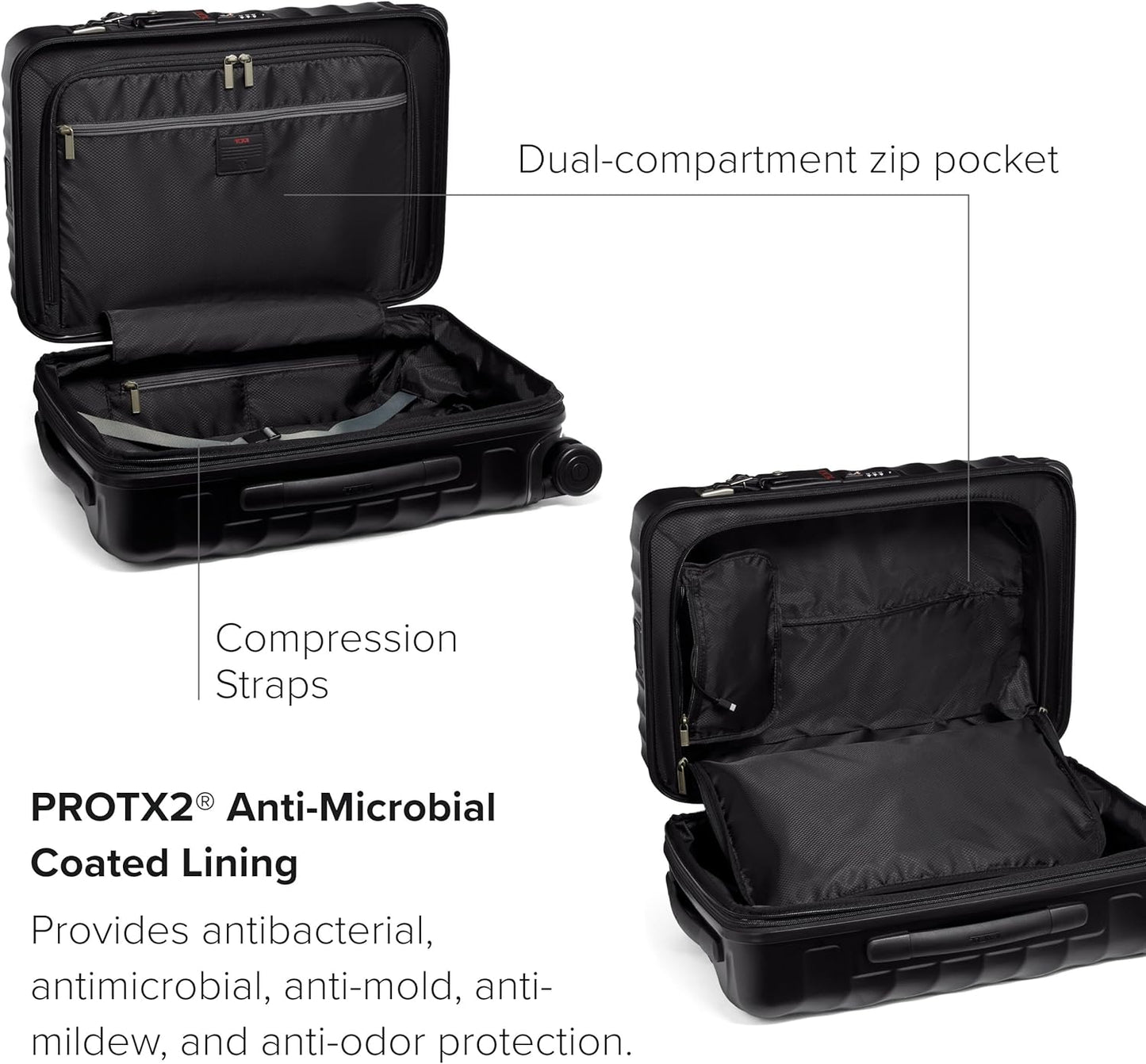 TUMI - 19 Degree International Expandable 4 Wheeled Carry-On - Hard Shell Suitcase - 21.8" X 14.0" X 9.0" - Matte Black Texture