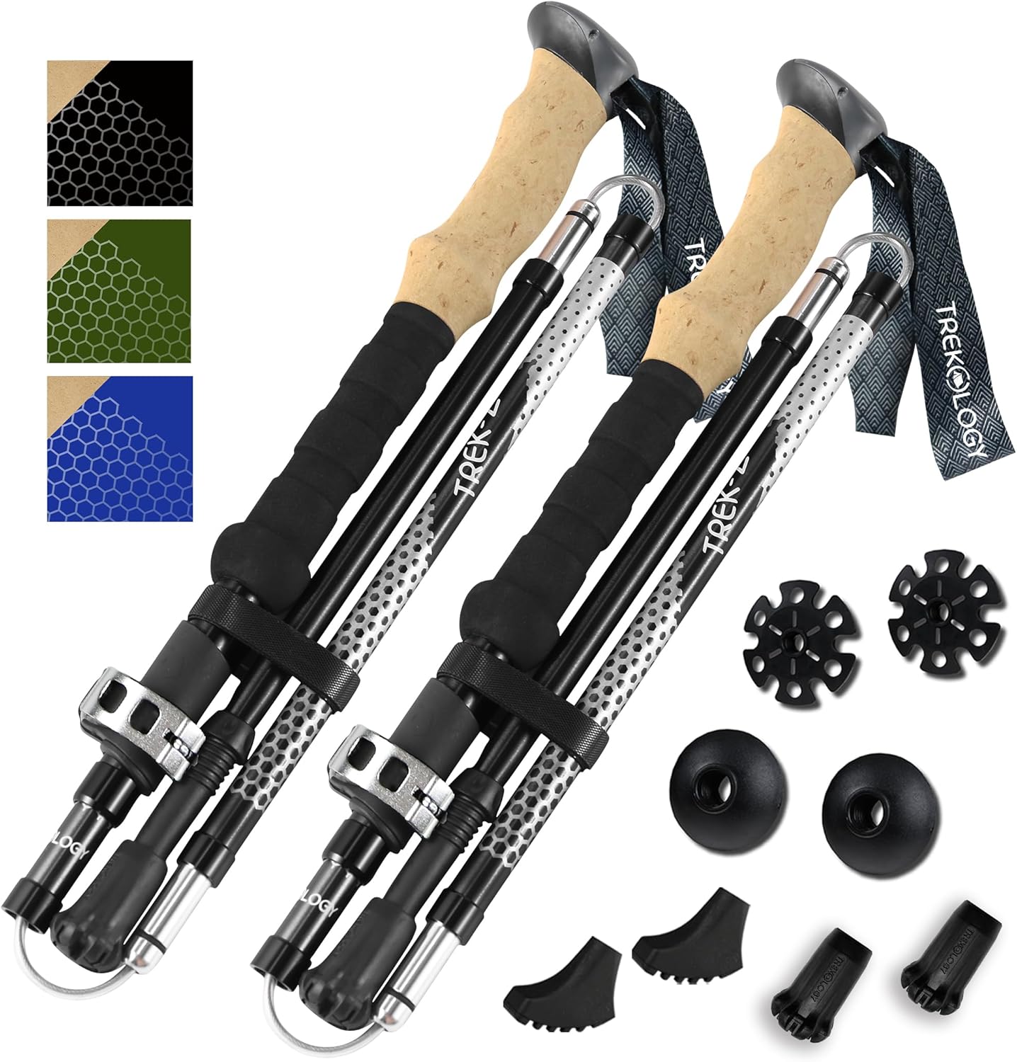 Trekology Trek-Z Collapsible Hiking & Trekking Poles - Balance Support for Seniors, Women, and Men, 2pc Per Set