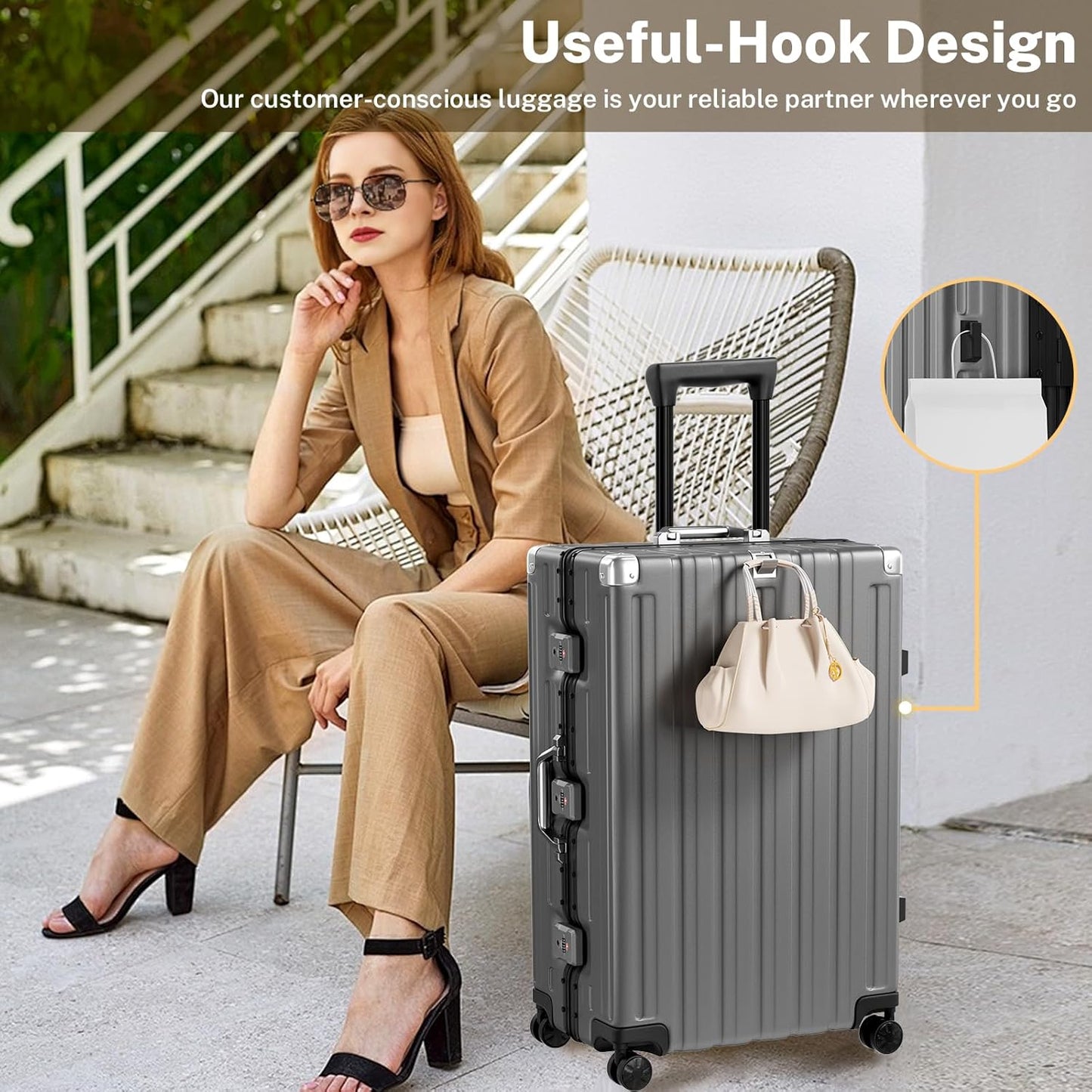 Krute Luggage Set 2 Pieces 20 28 Inch Aluminum Frame Carry on Luggages TSA Lock No Zipper Checked Suitcase with Spinner Wheels Lightweight PC Shell Hardside Suitcases